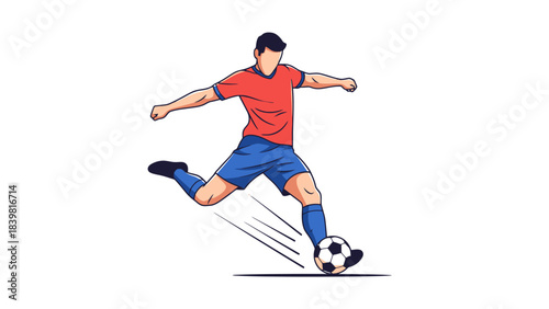 Dynamic Illustration of Athlete Kicking a Ball in Motion