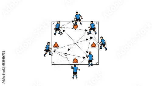 Soccer Training Drill Diagram Player Movement and Ball Control Exercise