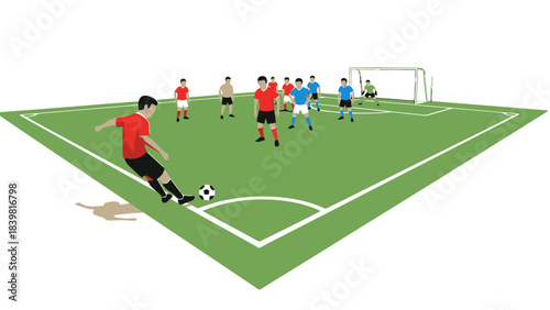 Team Sport Action on a Green Field with Athletes Competing in a Game