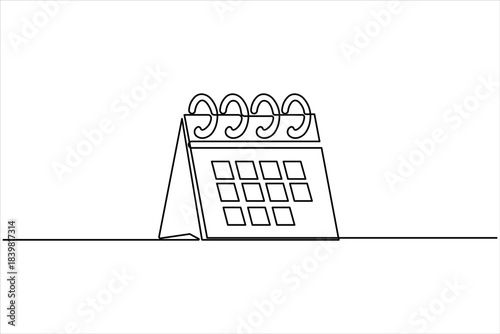 Table calendar continuous one line art drawing of design and happy new years icon vector illustration memorable moment
