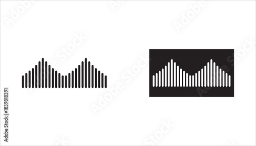 icon set Podcast sound waves and audio sound waves from voice message recordings, vector icons. Music player sound waves and mobile phone voice message sound waves.
