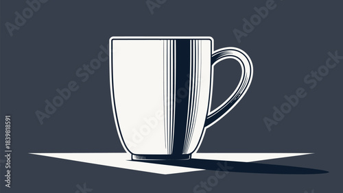Clean Minimalist Mug Silhouette Vector - Simple Modern Cup Icon Design for Coffee or Tea Beverages