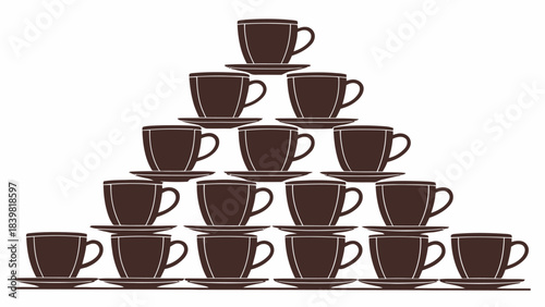Stacked Coffee Mugs Silhouette Vector in Various Sizes - Minimalist Cafe Drinkware Icon Design