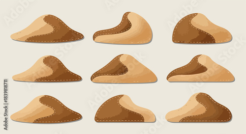 Leather moccasins set in various shades of brown