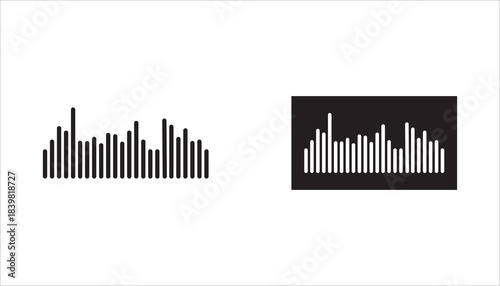 icon set Podcast sound waves and audio sound waves from voice message recordings, vector icons. Music player sound waves and mobile phone voice message sound waves.
