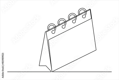 Table calendar continuous one line art drawing of design and happy new years icon vector illustration memorable moment