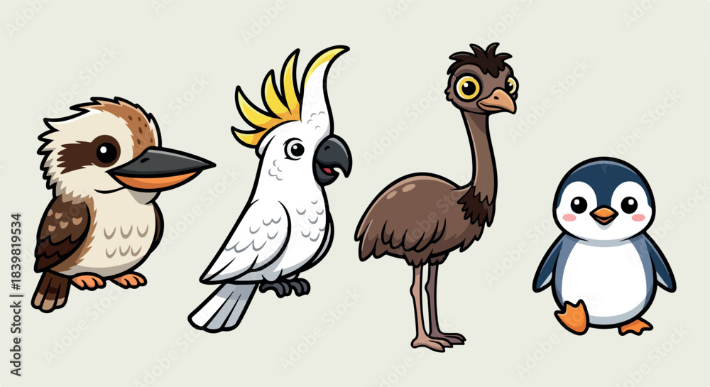 Obraz premium Australian birds collection with transparent background