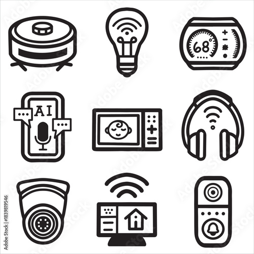 Smart Home & Lifestyle Technology Icon Set