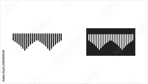 icon set Podcast sound waves and audio sound waves from voice message recordings, vector icons. Music player sound waves and mobile phone voice message sound waves.
