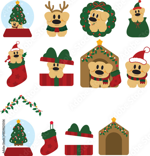 Cute Golden Dog Christmas Graphics