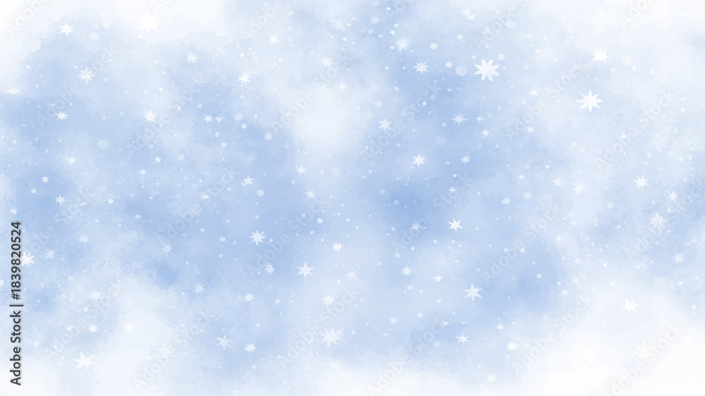 Fototapeta premium Abstract blue Christmas background with falling snowflakes and sparkling bokeh light design