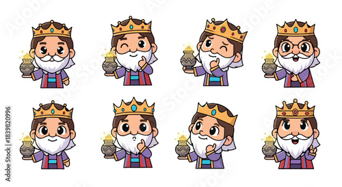 Wizard character set with potion and crown