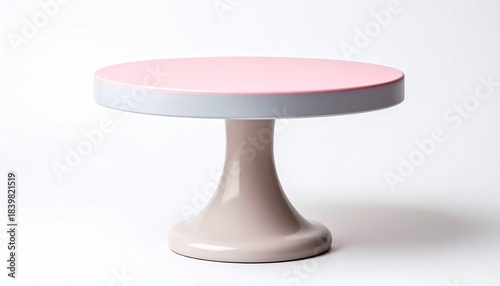 Minimalist Pink And Beige Cake Stand On White Background For Product Display
