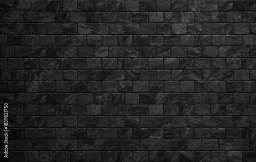Black brick wall texture as background or wallpaper for inserting text. Abstract dark brick wall texture background pattern, Wall brick surface texture.