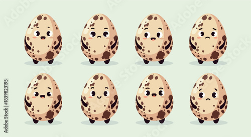 Spotted eggs with sad faces, isolated