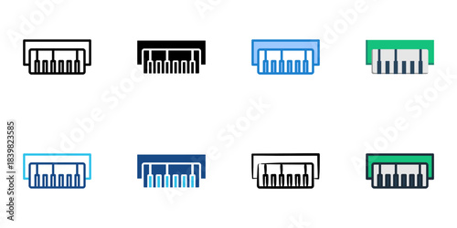 Piano icon set multiple style vector collection. Editable Stroke 
