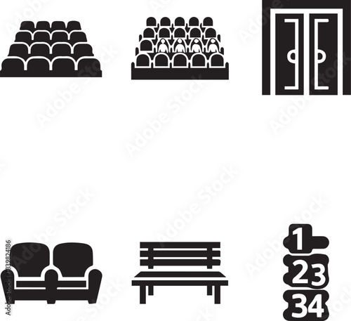 Modern Icons Set of Seating and Theater Design Elements