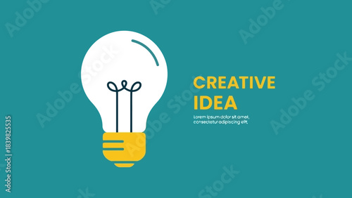 Creative idea concept, stylized light bulb icon on a teal background, symbolizing innovation