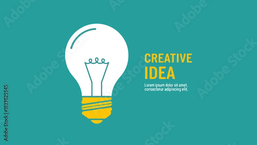 Stylized Light Bulb Illustration on Teal Background Representing Creative Ideas and Innovation