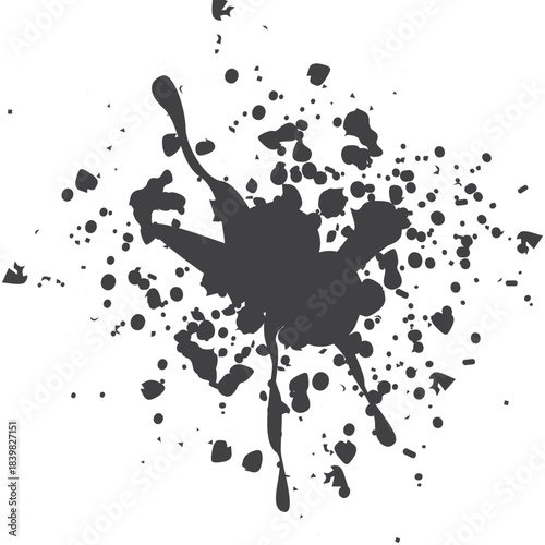 Creative grunge splash artwork featuring scattered ink drops and irregular paint stains for digital design elements.vector illustration eps10