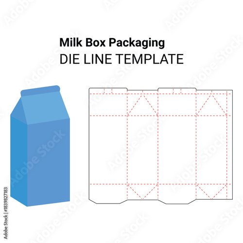 milk box packaging die line template design