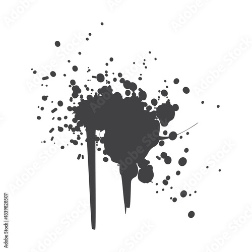 Messy ink splash pattern with scattered dots and drips, suitable for grunge textures, posters, or abstract artwork