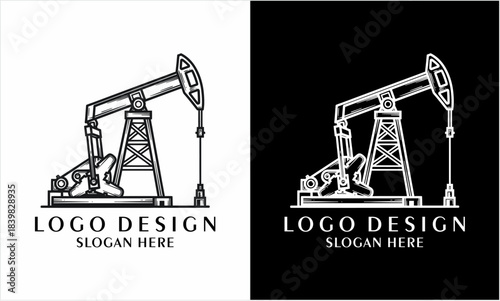 Oil pump jack logo design for petroleum and energy industry.