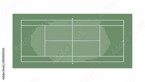 Top Down View of Green Outdoor Sports Court Lines