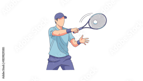 Athlete Swinging Racket for Game Play