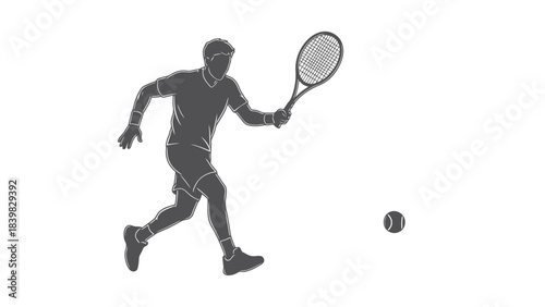 Dynamic Tennis Player Silhouette in Action Backhand Stroke
