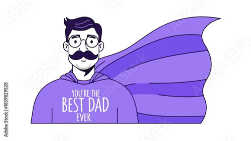 Superhero Dad with Cape and Message 'You're the Best Dad Ever'