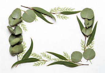 Natural botanical border arrangement frames empty white space beautifully