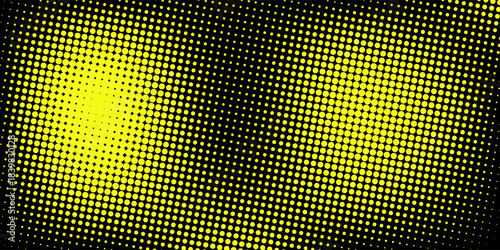 Vector abstract geometric halftone seamless pattern with dots, circles, fading stripes. Extreme sport style background, urban art. Black and neon yellow sporty texture. Repeated trendy sportive design