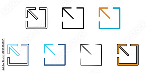 Left up icon set multiple style vector collection. Editable Stroke 
