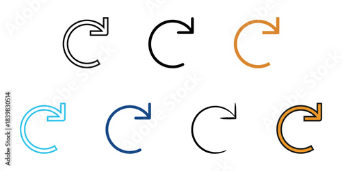 Undo icon set multiple style vector collection. Editable Stroke 
