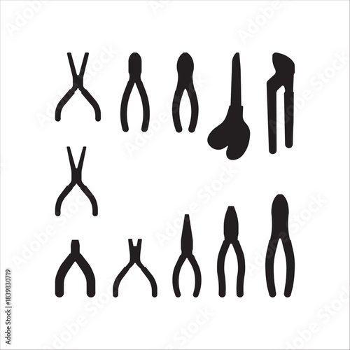 Hand Tool Silhouettes Pack – Pliers, Cutters, Nippers Vector