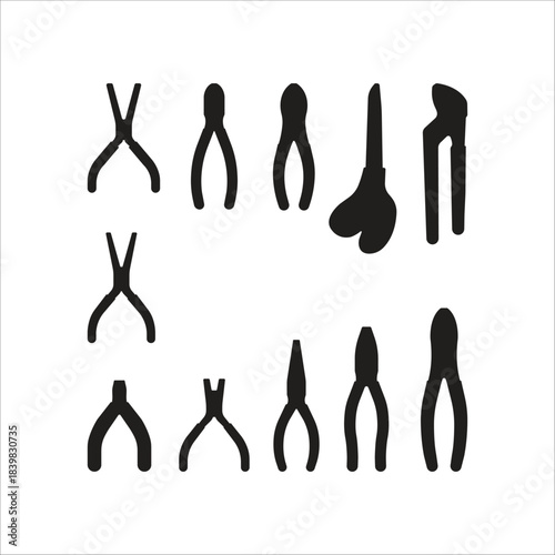 Hand Tool Silhouettes Pack – Pliers, Cutters, Nippers Vector Tracing