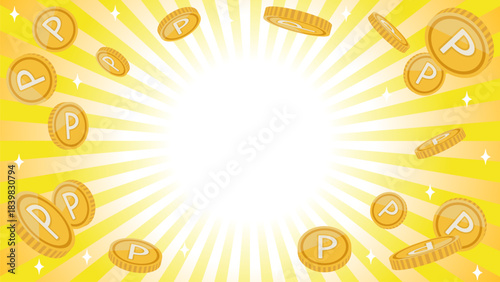 ポイントコインと集中線の背景素材