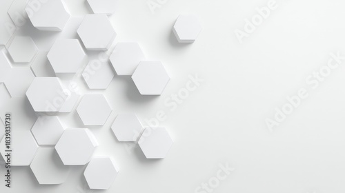 Abstract White Hexagonal Shapes on Minimalist Background for Modern Design Projects