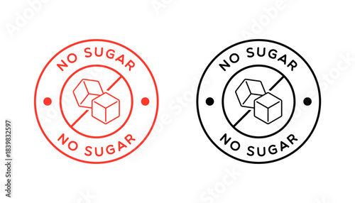 Vector No Sugar Badge Label