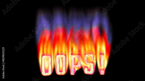 Animated heat map Oops! text title burning in pixelated retro-styled fire flames on a transparent alpha channel in a seamless loop.