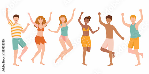 A group of diverse young people joyfully dancing and celebrating together