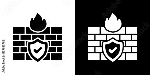 Firewall Icon Flat Style Vector Illustration
