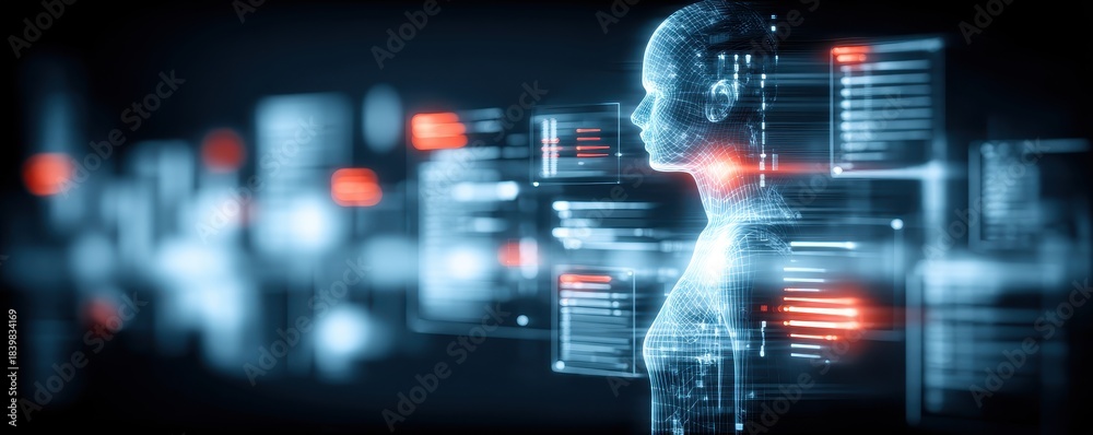 Fototapeta premium A complete harmonic portal formed by computing links reaching worldwide as the mind scan strengthens trust and value