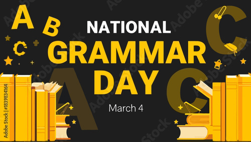 National Grammar Day Yellow Typography Design