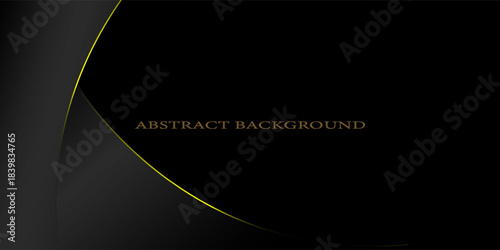 Abstract golden light curves on grey metallic with black empty space design, modern luxury futuristic creative background vector