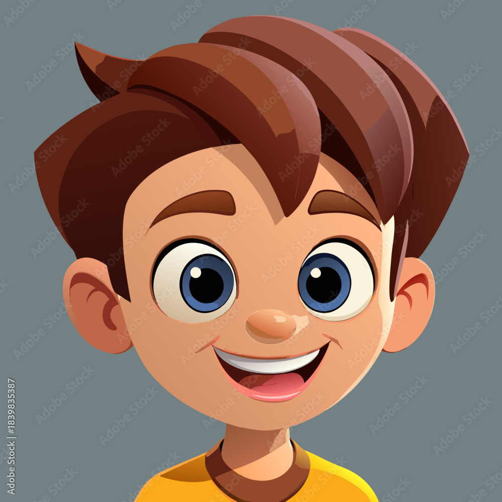Obraz premium Animated Friendly Boy Headshot
