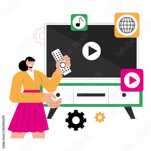 Smart TV Entertainment and Media Technology Abstract Concept Vector Illustration