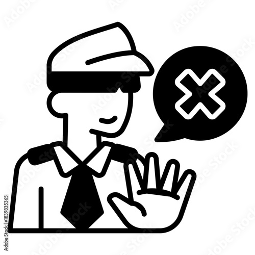 Officer decline black fill icon style
