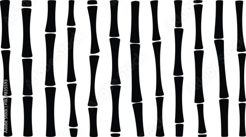 Black Bamboo Stalks Pattern Seamless Vertical Design With White Background Keywords: bamboo, stalks, pattern, seamless, vertical